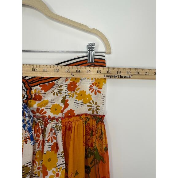 Free People Golden Dreams Maxi Dress Boho Floral Patchwork Strapless Tiered M - Picture 11 of 11